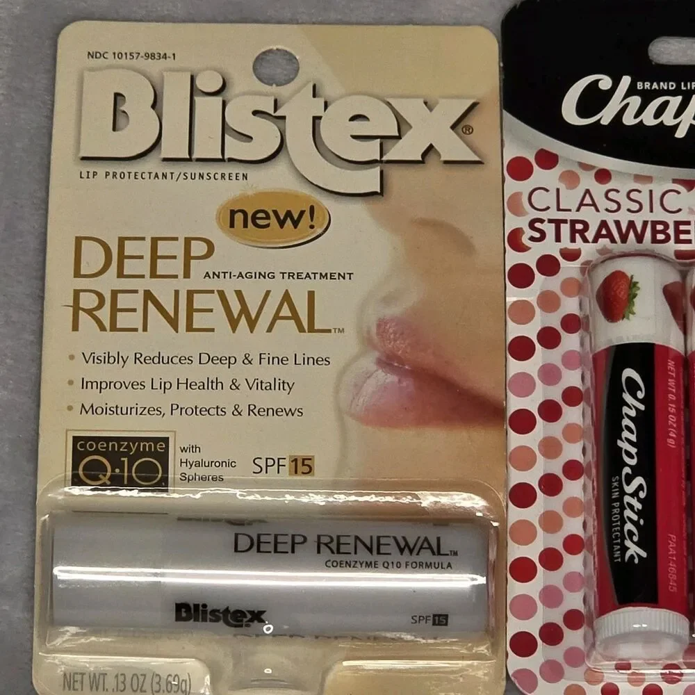 Lip Balm Lot of 3 - ChapStick Strawberry 3pk, Palmer's Cocoa Butter SPF15,...